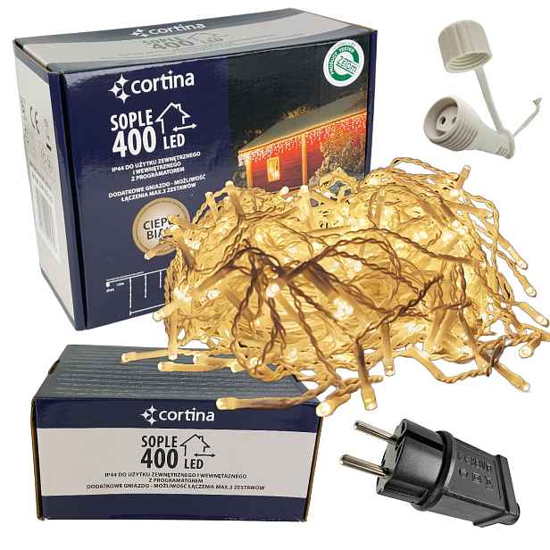 Vánoční Osvětlení Na Stromeček Rampouchy 400 Led Vnitřní/venkovní 8 Funkcí Závěsné Na Stromeček
