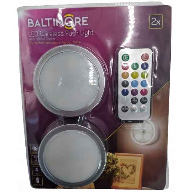Vícebarevná Bezdrátová Led Lampa x 2 ks Baltimore Dálkový Ovladač Stříbrná