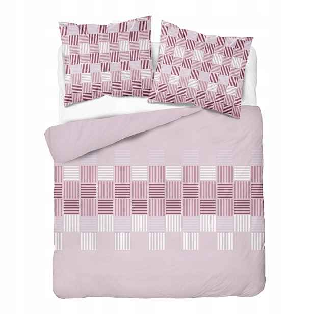 Povlečení flanelové 160x200 růžová geometrická pletenina