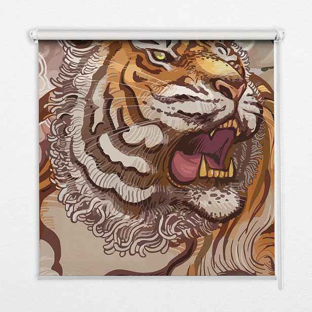TULUP VNITŘNÍ roleta - okenní roleta - roleta - 100x100 cm - Tygr v květinách