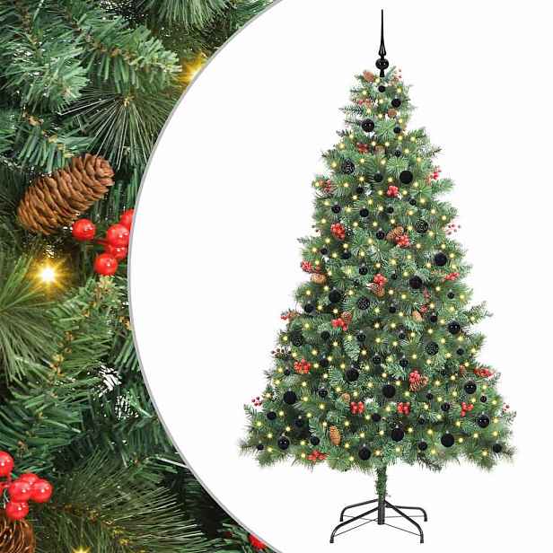 vidaXL Umělý vánoční stromeček 300 LED Teplá bílá PVC a kov Zelená
