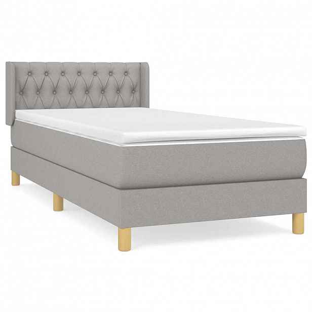 vidaXL Box spring postel s matrací světle šedá 90x190 cm textil