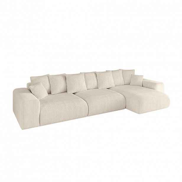 ALTDECOR ROHOVÁ SEDACÍ SOUPRAVA s otomanem vpravo ESKAR-L2 364x176x72 šedohnědý manšestr