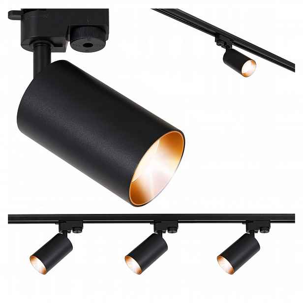 Kolejnicové osvětlení Sada lišta 1 m 3x lampa kolejnice GU10 Černá Zlatá