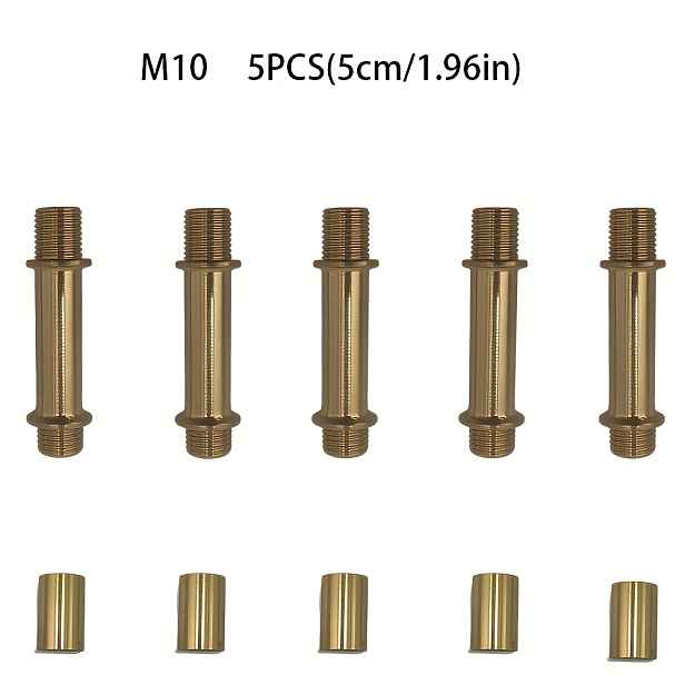 TEMU Stínidlo na , 5 ks, sada rovných s měděným povrchem, uhlíková ocel M10, 5 cm/8 cm/10 cm dlouhý závit na obou koncích, vhodné pro lustry, stolní