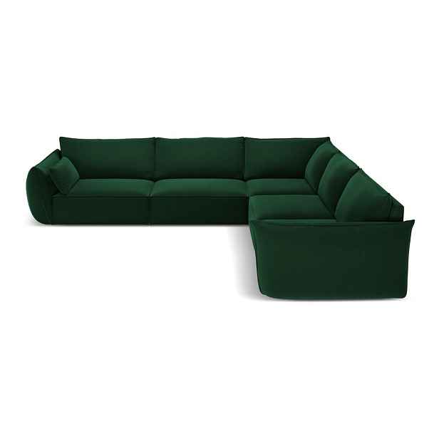 Tmavě zelená sametová rohová pohovka Vanda – Mazzini Sofas