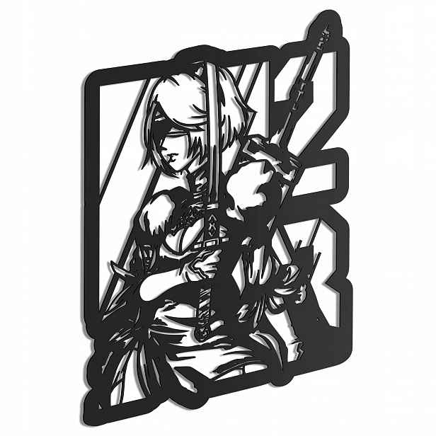 Yorha 2B Hra Nier Automata Dřevěný 3D Obraz
