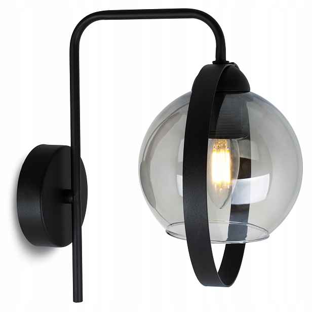 Moderní Skleněná Nástěnná Lampa Grafit Prsten