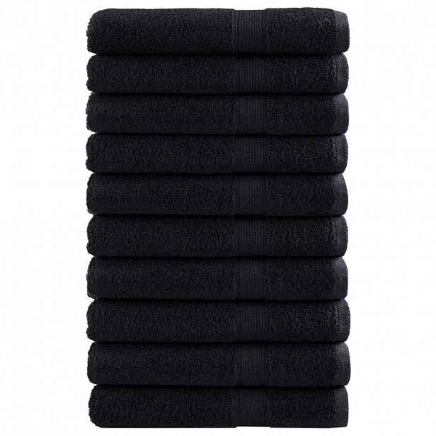 vidaXL Premium ručníky SOLUND 10 ks černé 100 x 200 cm 600 g/m²