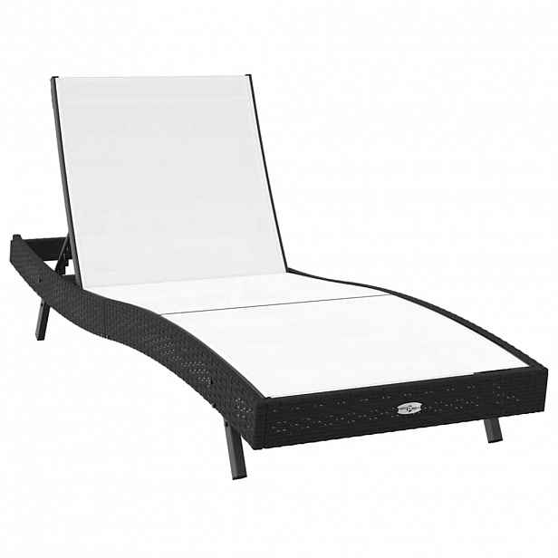 vidaXL Slunečník Černá a bílá 197 x 70 x 82 cm polyratan