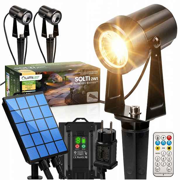3x Led zahradní zapichovací reflektor Solární Špíz Solární Lampa Pilot