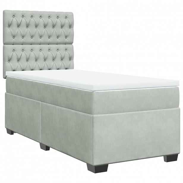 vidaXL Box spring postel s matrací světle šedá 100x200 cm samet