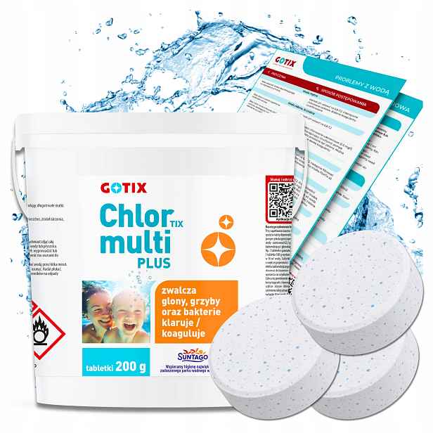 Chlor do bazénu Vířivka Velké multifunkční tablety Chemie do bazénu 3 kg