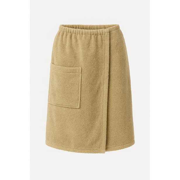 Froté kilt s kapsou VitalHome 100x150 cm na suchý zip do sauny Taupe