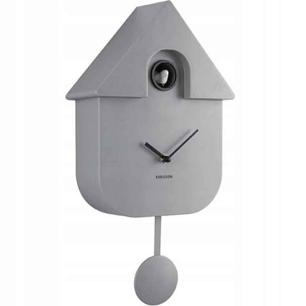 Nástěnné hodiny s kukačkou a kyvadlem, šedé, do obývacího pokoje, kuchyně Modern Cuckoo