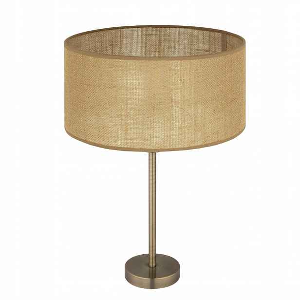 Noční Lampa Stolní Juta Jutová Saténová Patina Stínidlo 30 cm E27