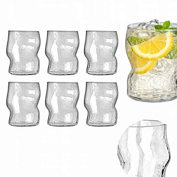 Sada Sklenic 6 Ks. Komplet 250 ml na vodu nápojů džusu, skleněné, moderní