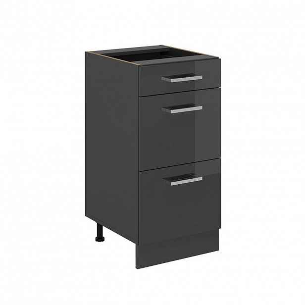 Vicco SPODNÍ SKŘÍŇKA KUCHYŇSKÉ LINKY R-Line Antracitový vysoký lesk 40 cm se zásuvkami, bez pracovní desky