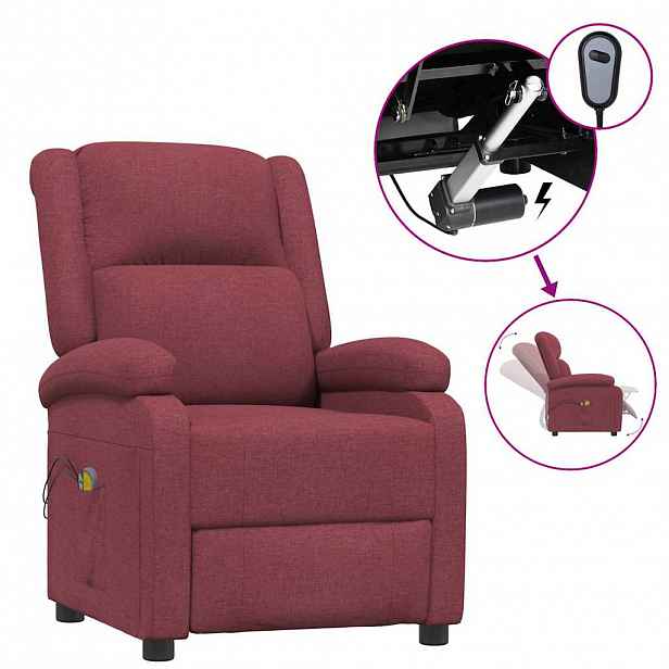 vidaXL Elektrické masážní křeslo vínové textil