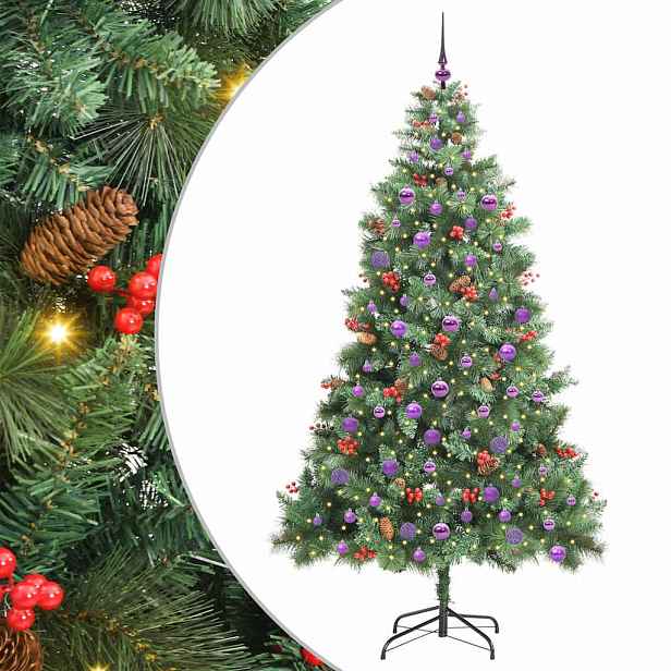 vidaXL Umělý vánoční stromeček 300 LED Teplá bílá PVC a kov Zelená