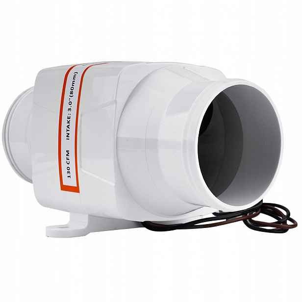 Kanálový odtahový ventilátor 12V 80 mm 220 m3h tichý pro kempingovou jachtu