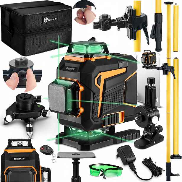 Laserová Vodováha 360 Rovinná 4D Křížový Laser Tyčka Deko