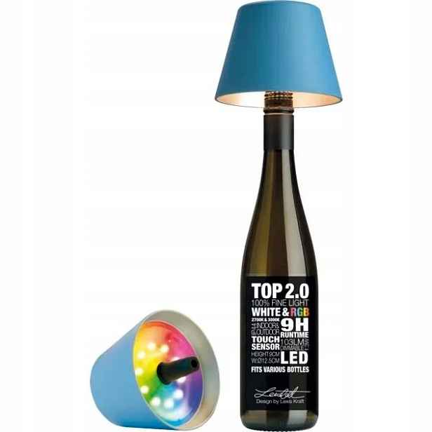 Stolní Led lampa na láhev Sompex Top 2.0 14 cm, modrá