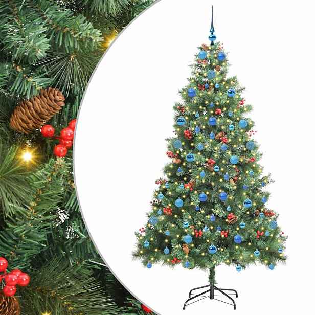 vidaXL Umělý vánoční stromeček 300 LED Teplá bílá PVC a kov Zelená
