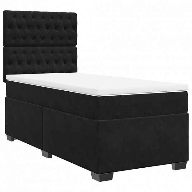 vidaXL Box spring postel s matrací černá 100x200 cm samet