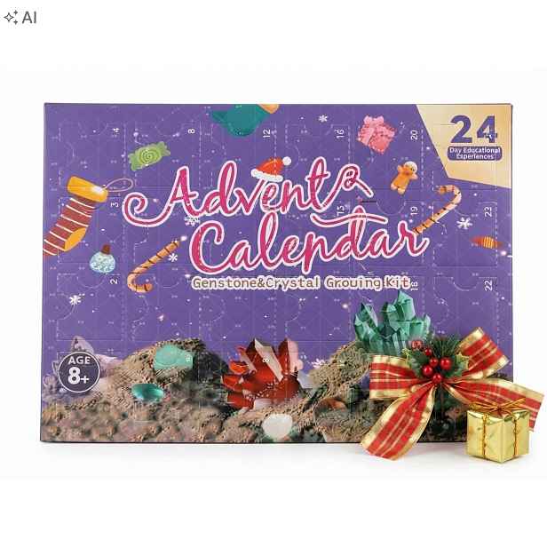Adventní kalendář s drahými kameny a minerály dárek Vánoce