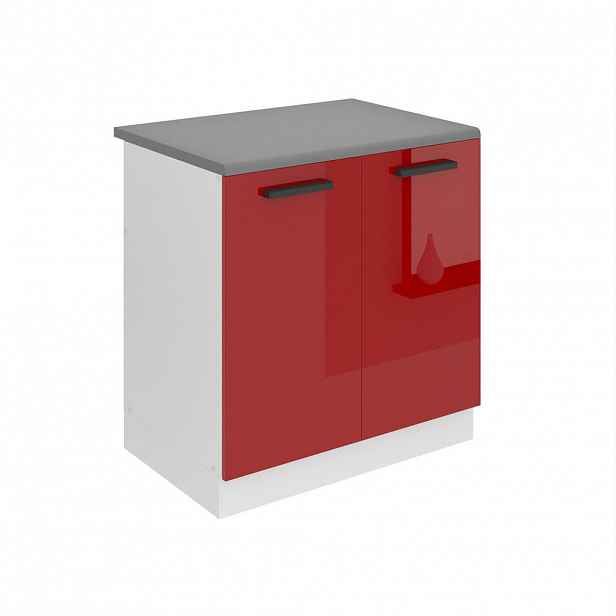 B BELINI GROUP SKŘÍŇKA POD DŘEZ 80 cm SDZ s pracovní deskou, s 2 dvířky, Červená lesklá