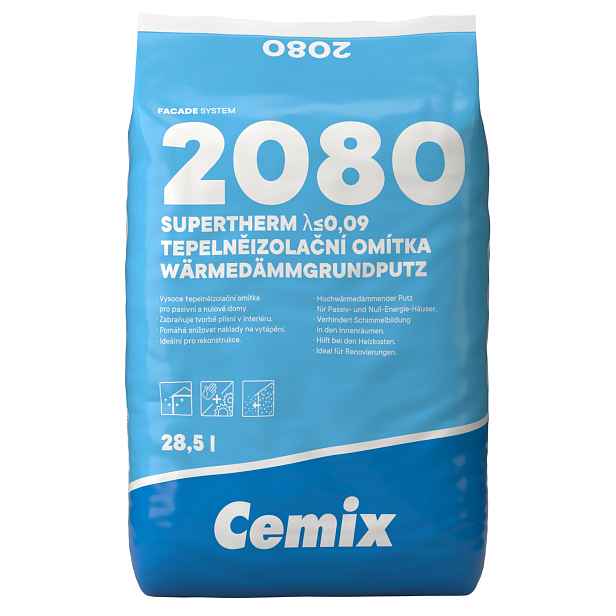 Omítka tepelněizolační jádrová Cemix 2080 SUPERTHERM 0,09 28,5 l