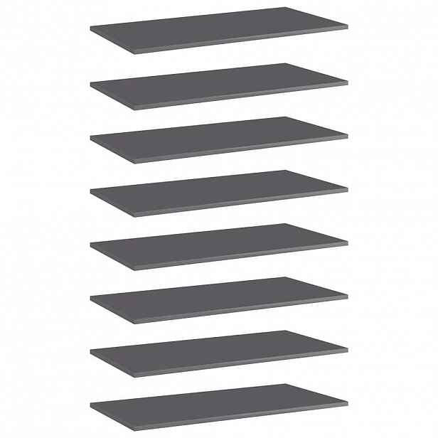 vidaXL Přídavné police 8 ks šedé vysoký lesk 80x40x1,5 cm dřevotříska