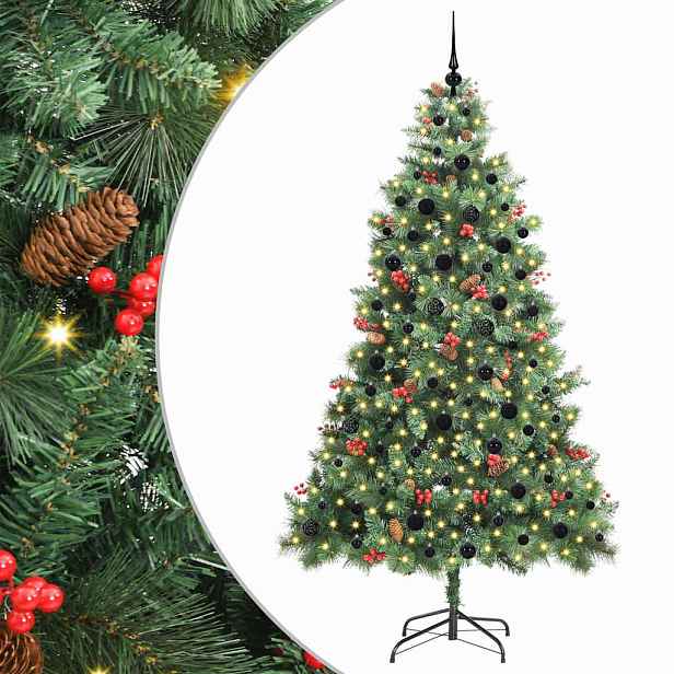 vidaXL Umělý vánoční stromeček 300 LED Teplá bílá PVC a kov Zelená