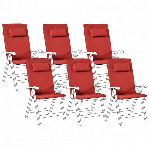 Beliani VENKOVNÍ sedací polštář sada 6 ks Červený 50/45 cm Java/Amantea Premium