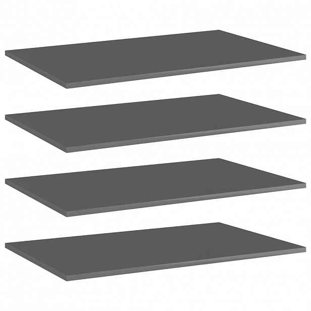 vidaXL Přídavné police 4 ks šedé vysoký lesk 80x50x1,5 cm dřevotříska