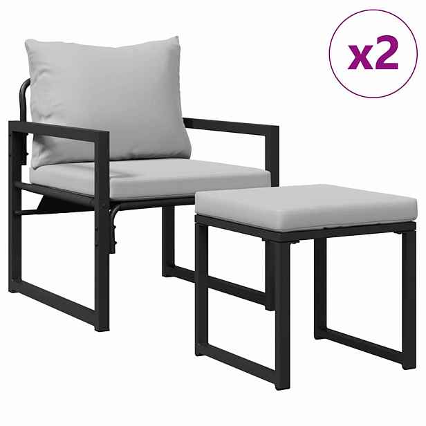 vidaXL Zahradní nábytek 4 ks 2-Počet míst Světle šedá Polyester