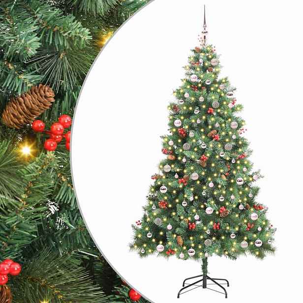 vidaXL Umělý vánoční stromeček 300 LED Teplá bílá PVC a kov Zelená