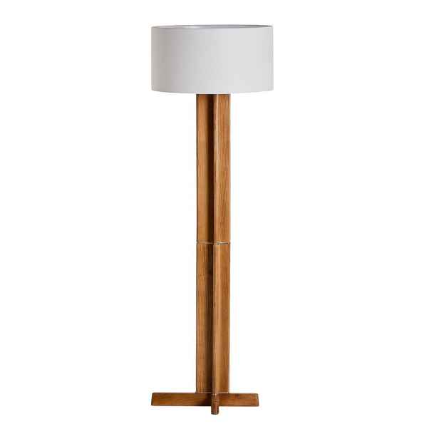 Bílá/hnědá stojací lampa s textilním stínidlem (výška 150,5 cm) Niani – Kave Home