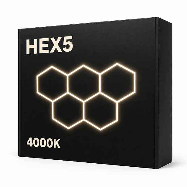 Led lampa hexagon černá 168W 4000K 229x158cm showroom výkonná