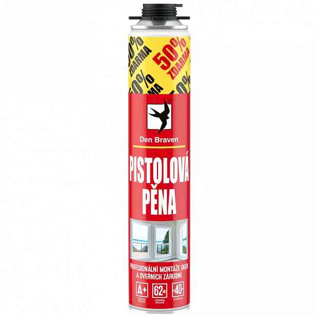 Montážní pěna pistolová Den Braven 500 + 250 ml Zdarma