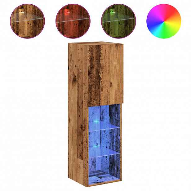 vidaXL TV skříňka s LED osvětlením old wood 30,5 x 30 x 102 cm