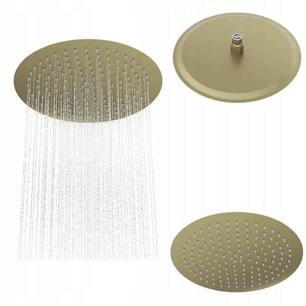 Zlatá sprchová sprcha kulatá Slim pro kabiny 30 cm
