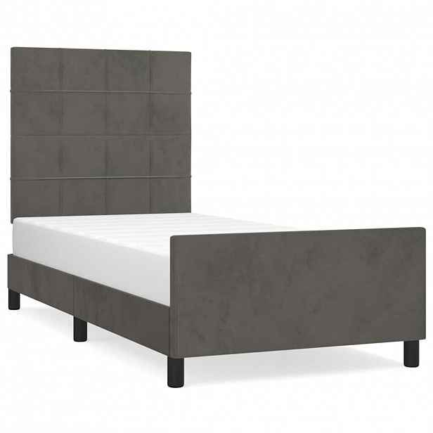 vidaXL Rám postele bez matrace tmavě šedá 100 x 200 cm samet