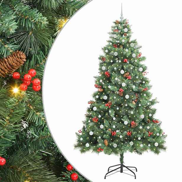 vidaXL Umělý vánoční stromeček 300 LED Teplá bílá PVC a kov Zelená