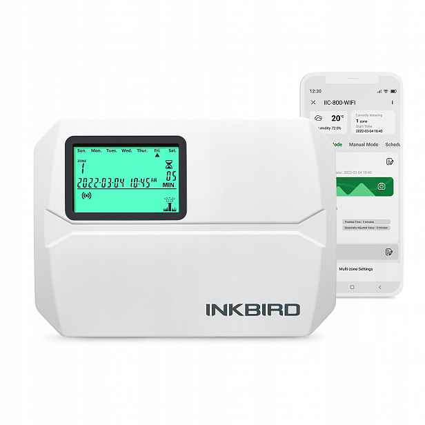 Inteligentní WiFi ovladač zavlažování Inkbird s 8 zónami, ovládáním přes aplikaci a časovačem