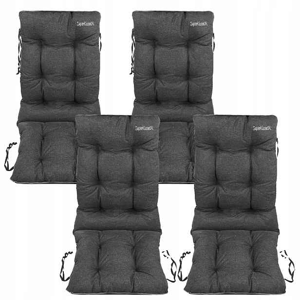 Polštář na židli 48x48x75 černý len set 4ks