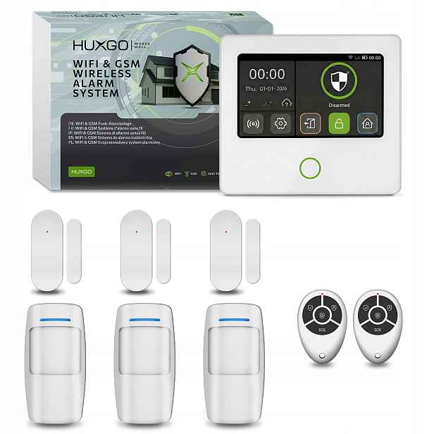 Bezdrátový alarm WiFi Gsm 4G s aplikací Tuya, Huxgo HXA502 4G W