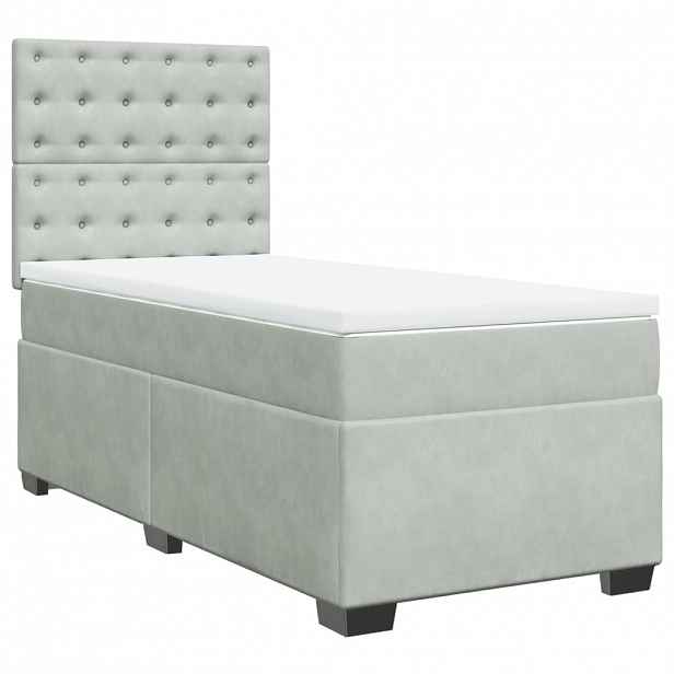 vidaXL Box spring postel s matrací světle šedá 100x200 cm samet