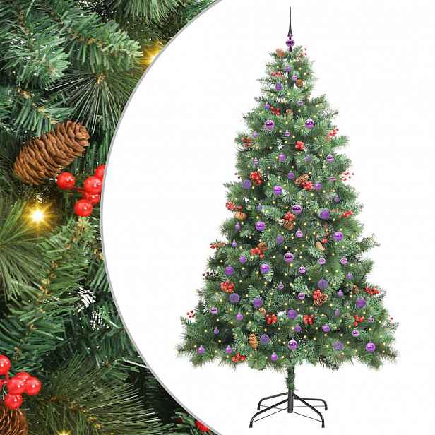 vidaXL Umělý vánoční stromeček 300 LED Teplá bílá PVC a kov Zelená